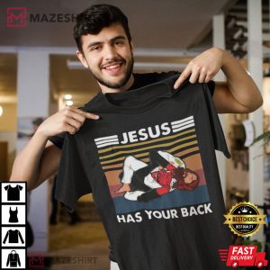 Jiu Jitsu Jesus Has Your Back Funny Christian Vintage T-Shirt