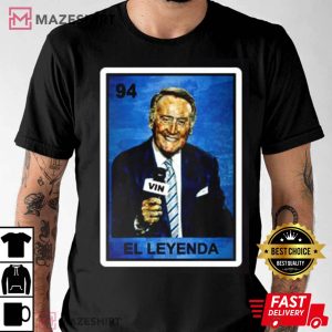 Vin El Leyenda Legend Hall of Famer Broadcaster Loteria Style Graphic T-Shirt