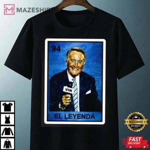 Vin El Leyenda Legend Hall of Famer Broadcaster Loteria Style Graphic T-Shirt