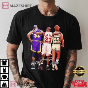 Magic Johnson Michael Jordan Larry Bird Signed T-Shirt