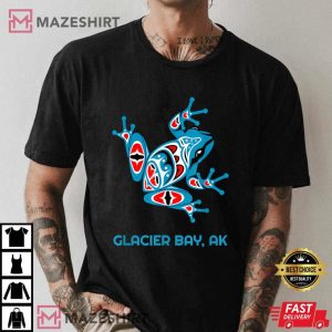 Glacier Bay Alaska Red Blue Frog Native American T Shirt 2