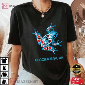 Glacier Bay Alaska Red Blue Frog Native American T Shirt 3