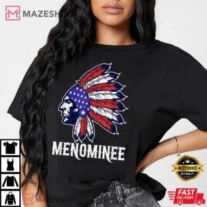 Menominee Native American Flag Pride Headdress T Shirt 4 1