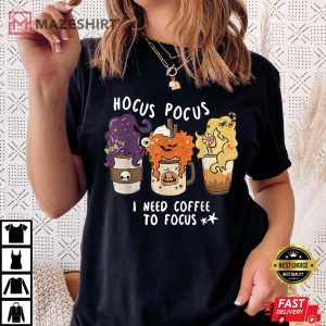Hocus Pocus I Need Coffee to Focus Halloween Teacher Womens T Shirt 3
