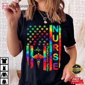 Nurse Life American Flag Nursing Peace Love 3