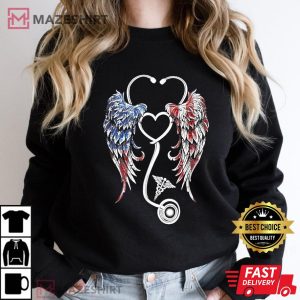 Wings Heart Nurse Stethoscope American Flag Nursing Lover 2