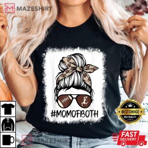 Bleached Cheer Football Cheerleading Mom Of Both Game Day T Shirt 1