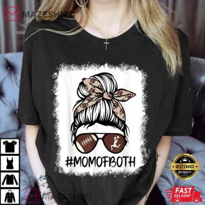 Bleached Cheer Football Cheerleading Mom Of Both Game Day T Shirt 3