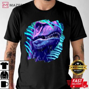 Scary T Rex Dinosaur In Jungle T Shirt 1