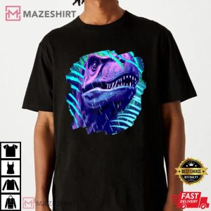 Scary T Rex Dinosaur In Jungle T Shirt 3