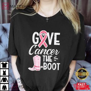 Give Breast Cancer The Boot Pink Ribbon Awareness Women T Shirt 3