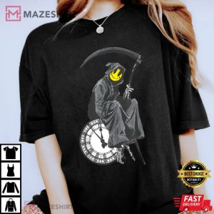 Banksys Grim Reaper Clock T Shirt 2