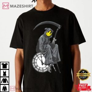 Banksys Grim Reaper Clock T Shirt 3