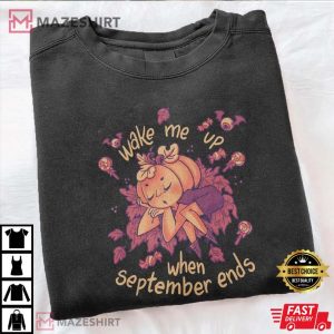 Wake Me Up When September Ends Cute Pumkin T Shirt 4