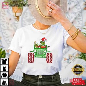 Grinch and Max Dog T-Shirt, Funny Grinch Santa, Merry Jeepmas Shirt