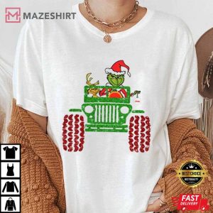 Grinch and Max Dog T-Shirt, Funny Grinch Santa, Merry Jeepmas Shirt