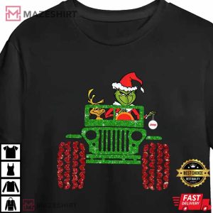 Grinch and Max Dog T-Shirt, Funny Grinch Santa, Merry Jeepmas Shirt