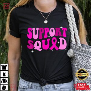Groovy Pink Warrior Breast Cancer Awareness Support Squad T Shirt 1