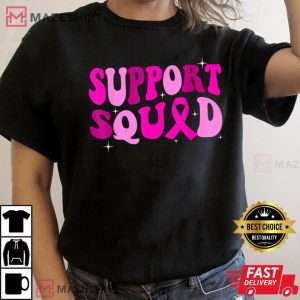 Groovy Pink Warrior Breast Cancer Awareness Support Squad T Shirt 3