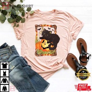 Black Cat Pumpkin Gift For Halloween T Shirt 2