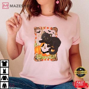 Black Cat Pumpkin Gift For Halloween T Shirt 4