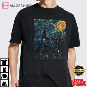 Harry Potter Inspired Starry Night Magic Wizard Castle Boat T Sh 3