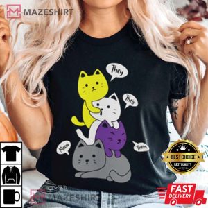 Enby Pride Kittens Non Binary LGBT Christmas Gifts T Shirt 4