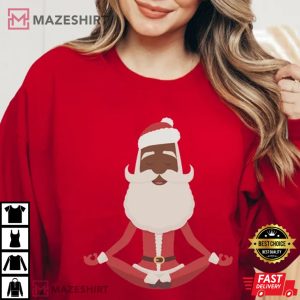 Black Santa Claus Black Yogi Yoga Gifts Christmas T Shirt 1