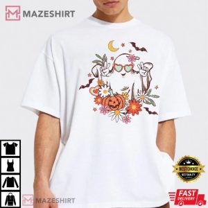 Floral Ghost Halloween Comfort Colors Shirt 3
