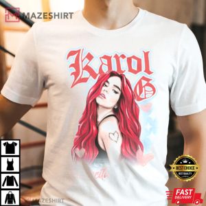Karol G Bebecita Air Brush 90s Style Red Hair Vintage Look T Shirt 1