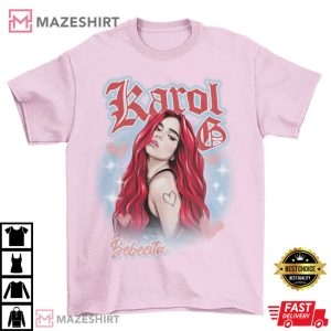 Karol G Bebecita Air Brush 90s Style Red Hair Vintage Look T Shirt 4