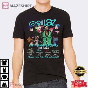 Gorillaz 24TH Anniversary 1998 2022 Anime Harajuku T Shirt 3