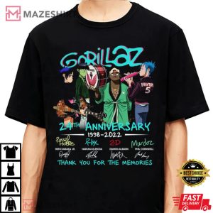 Gorillaz 24TH Anniversary 1998 2022 Anime Harajuku T Shirt 4
