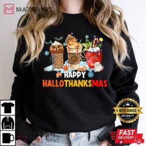 Happy Hallothanksmas, Funny Coffee T-Shirt