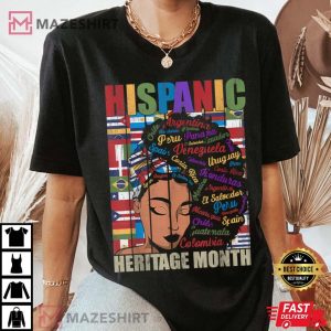 Latina Art Hispanic Heritage Month Latin Country Flags T-Shirt