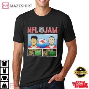 Patrick Mahomes And Travis Kelce Heather Black Kansas City Chiefs NFL Jam Tri-Blend T-Shirt
