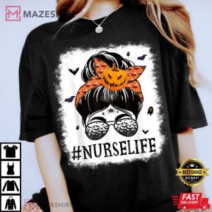 Nurse Messy Bun Spooky Pumpkin Halloween 3