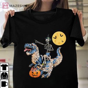 Skeleton Riding Mummy Dinosaur Halloween 1