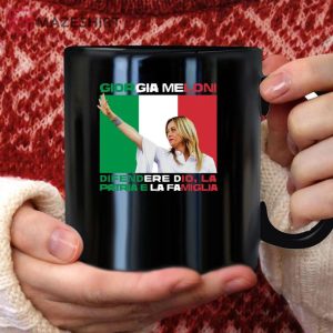 Giorgia Meloni Defending God Country Family Political Mug Copy