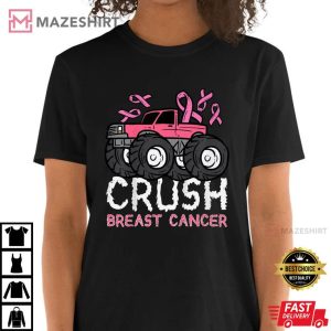 Crush Breast Cancer Awareness Monster Truck T Shirt 4