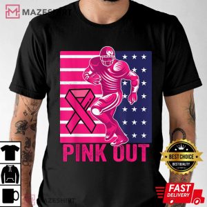 Pink Out Breast Cancer Awareness Football T Shirt 1