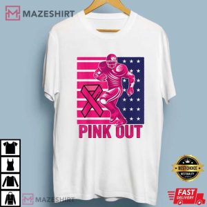 Pink Out Breast Cancer Awareness Football T Shirt 2