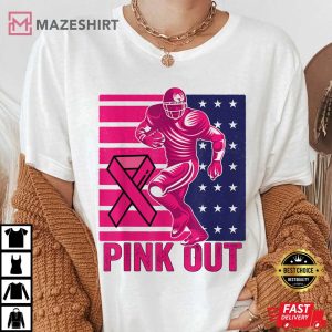 Pink Out Breast Cancer Awareness Football T Shirt 3