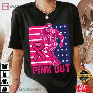 Pink Out Breast Cancer Awareness Football T Shirt 4