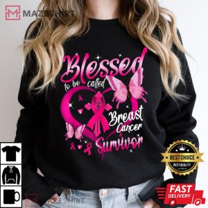 Pink Butterfly Blessed To Be Called Breast Cancer Survivor T Shirt 1