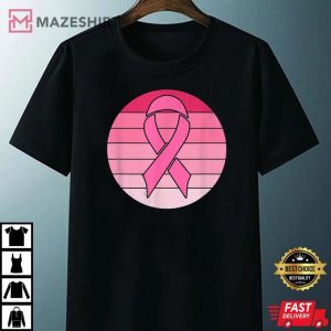 Vintage Pink Ribbon Breast Cancer Awareness Costume Retro T Shirt 4