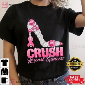 Breast Cancer Awareness Bling Ribbon T Shirt 2