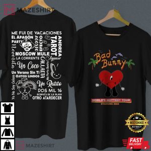 Bad Bunny Worlds Hottest Tour T Shirt 2