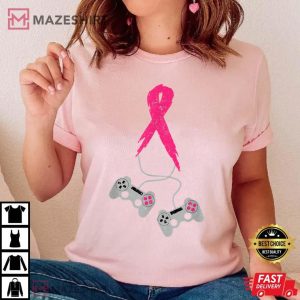 Gamer Pink Ribbon Breast Cancer Awareness t shirt 1
