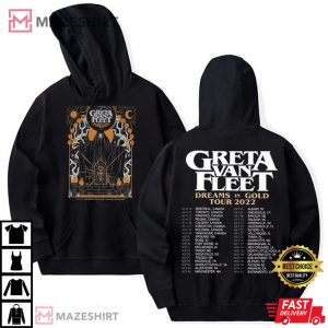 Greta Van Fleet Tour 2022 Dreams In Gold Moon Phase T Shirt 1
